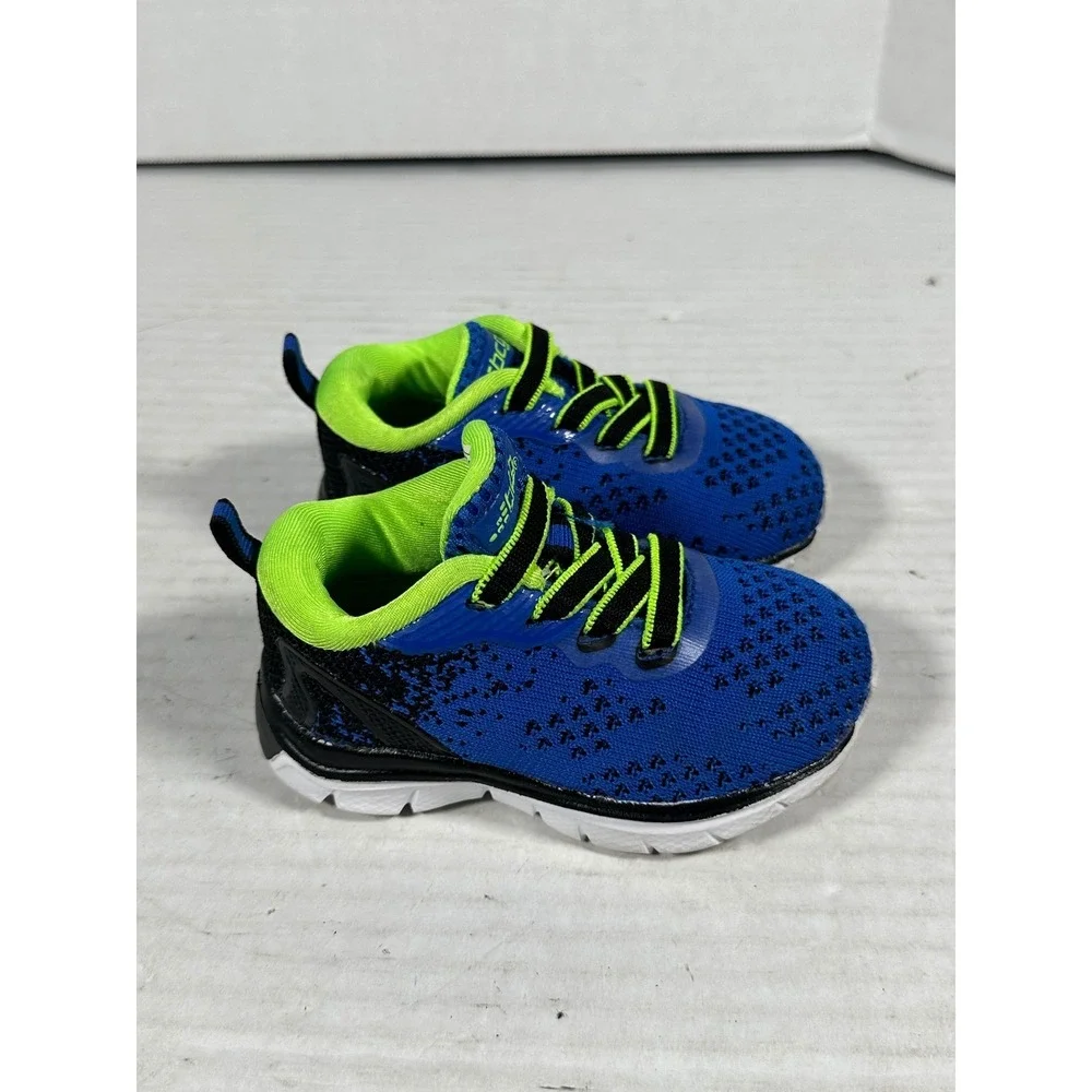 BCG Toddler Boys Blue Neon Green Memory Foam Athletic Sneakers‎ Size 5D 167610